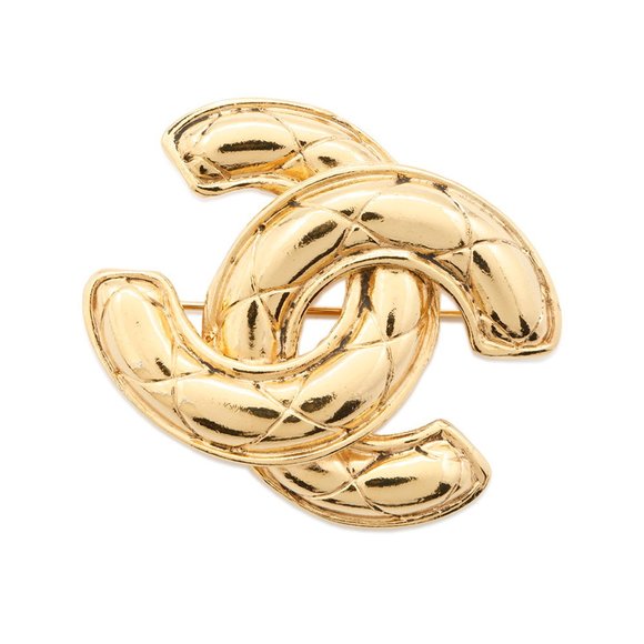 CHANEL Gold Logo Brooch - Picture 1 of 10